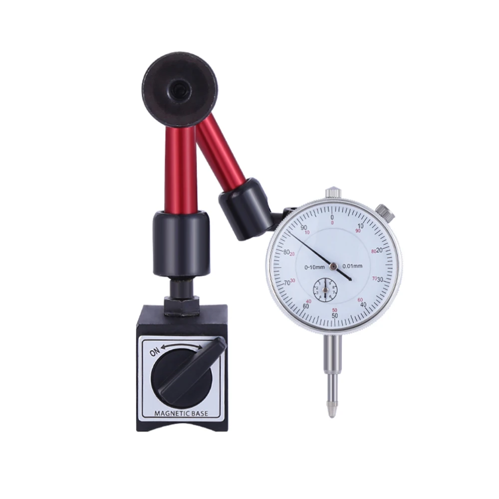 Dial Indicator Set 0.01mm Resolution Precision Test Indicator With Universal Flexible Magnetic Base Stand Holder For Calibration