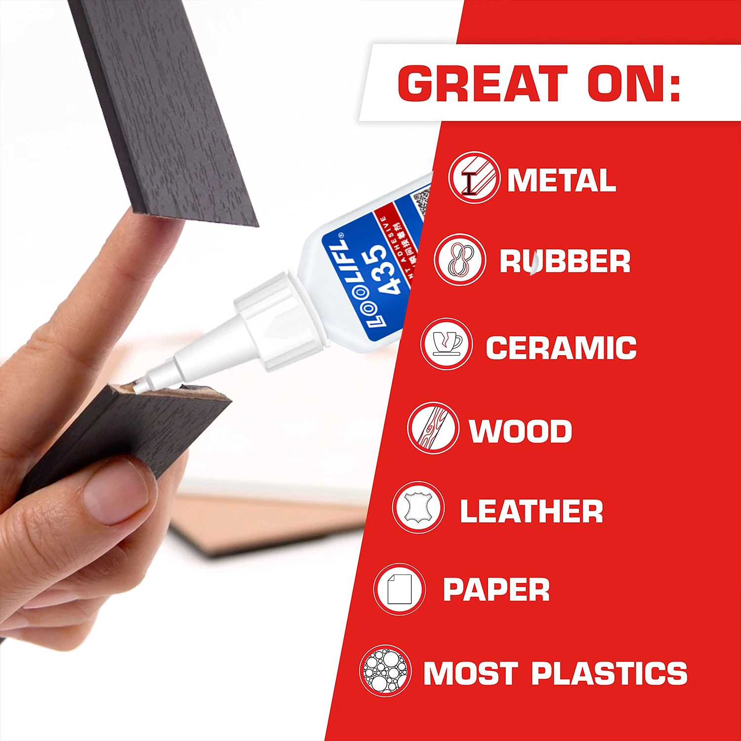 LOOLIFL 20g 435 Super Glue Quick-drying Cyanoacrylate Instant Leather Rubber DIY Wood Metal Strong Bond Liquid Adhesive Tool