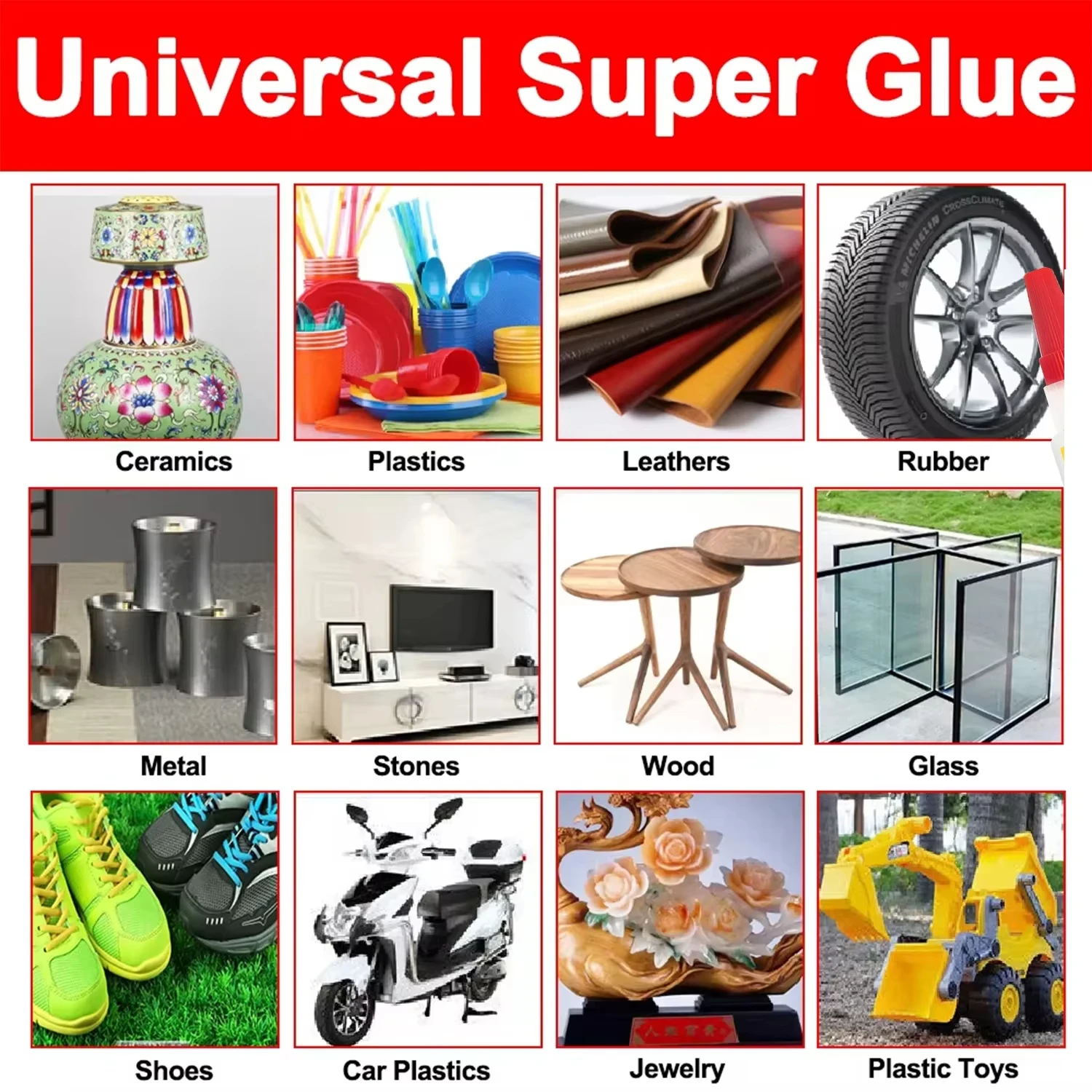 LOOLIFL 20g 435 Super Glue Quick-drying Cyanoacrylate Instant Leather Rubber DIY Wood Metal Strong Bond Liquid Adhesive Tool