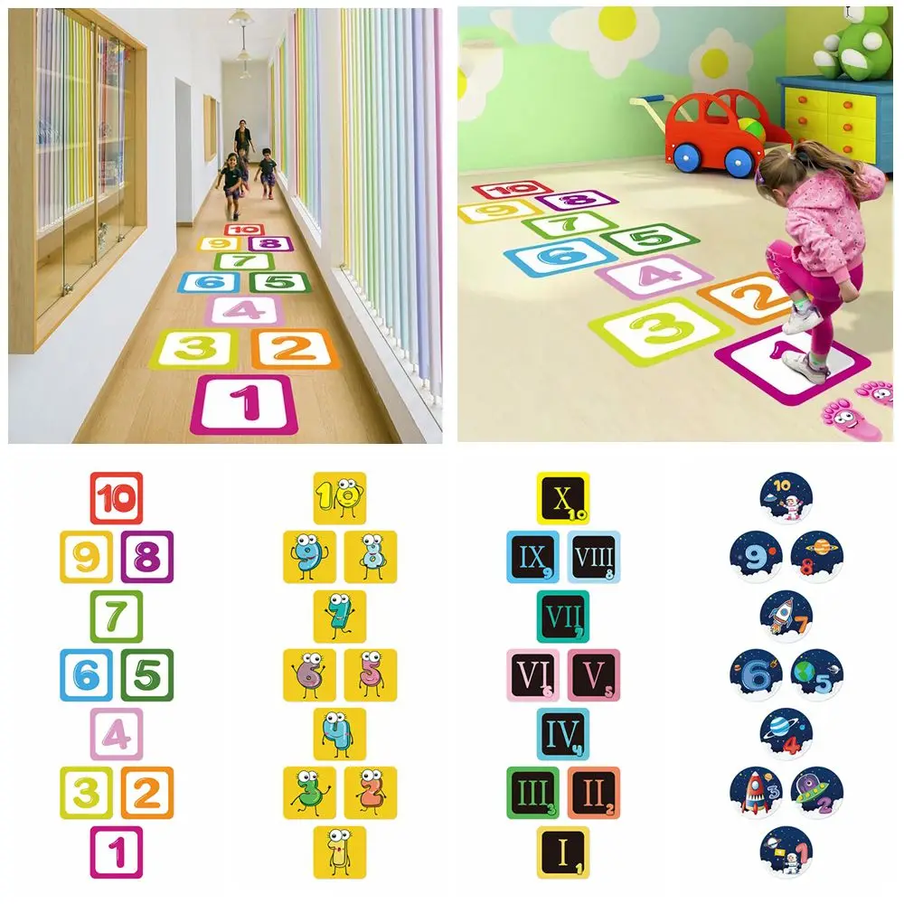 Home Nursery Kindergarten Decoration Number Grids Hopscotch Game Floor Stickers Parent-child Gift