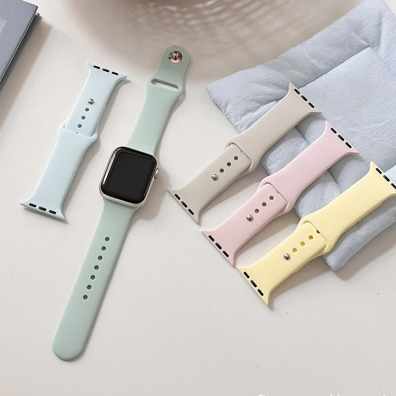 Straps For Apple Watch Bands 44mm 40mm 45mm 41mm 49mm 46mm 42mm Correa Silicone Bracelet iwatch Series 12 11 10 8 SE 9 Ultra 3 4