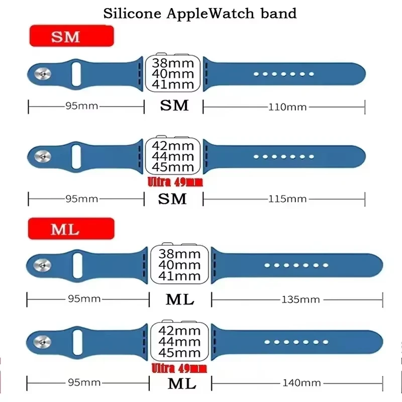 Straps For Apple Watch Bands 44mm 40mm 45mm 41mm 49mm 46mm 42mm Correa Silicone Bracelet iwatch Series 12 11 10 8 SE 9 Ultra 3 4