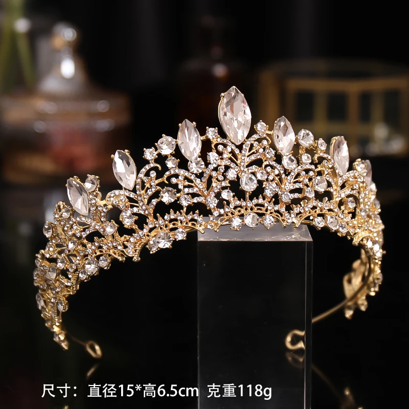 Glod Luxury Wedding Crown for Bride Rhinestone Hair Jewelry Gifts Tiaras Crystal Hair Accessories Women Headband Bridal Headwear