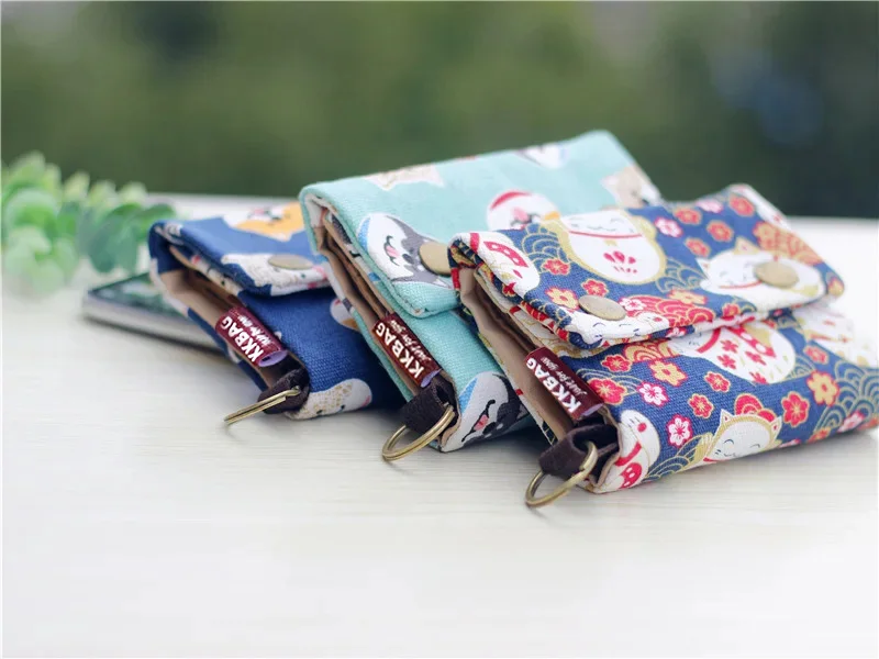 Canvas Cartoon Totoro Cat Printed Dog Women Fold Short Wallet Organizer Cute Mini Money Key Bag Coin Pocket Purse for Children