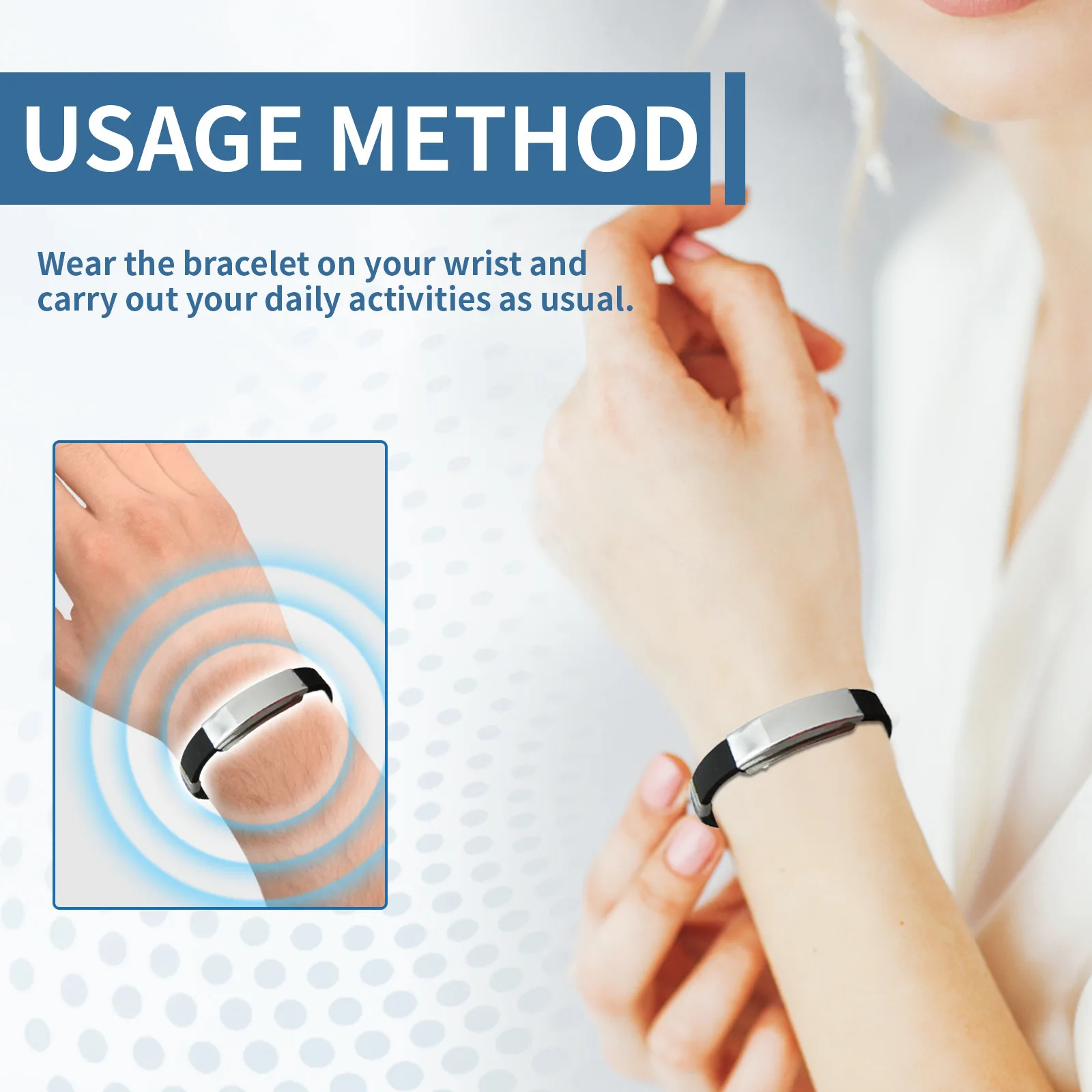 Power Ionics Bracelet Promote Blood Circulation Improve Dizziness Discomfort Relieve Fatigue Stress Pain Help Sleeping Wristband