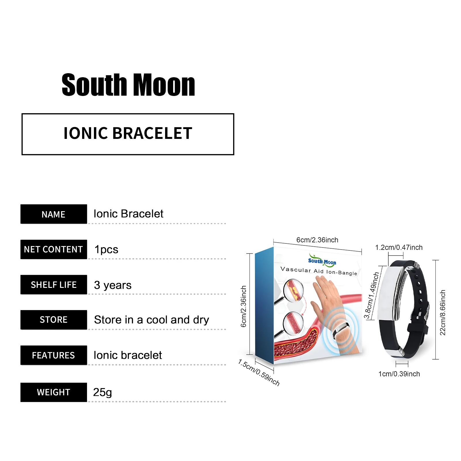 Power Ionics Bracelet Promote Blood Circulation Improve Dizziness Discomfort Relieve Fatigue Stress Pain Help Sleeping Wristband