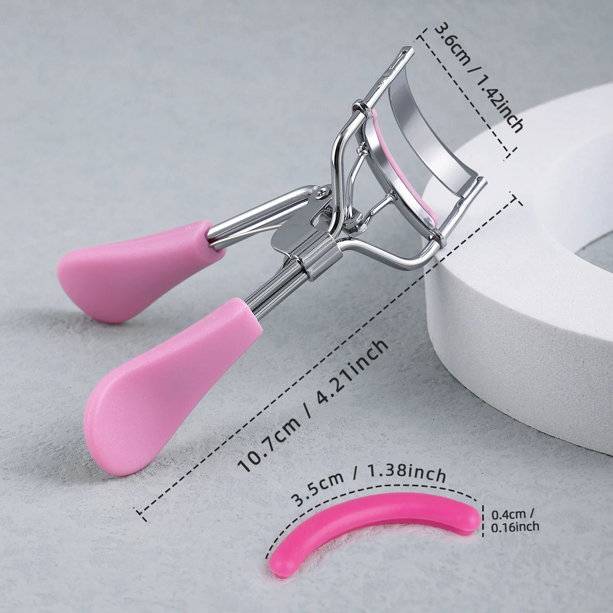 Portable Eyelash Curler with 15 Silicone Pads and Stainless Steel Eyelash Curler, Used for Eyelash Extensions and Curling Tools