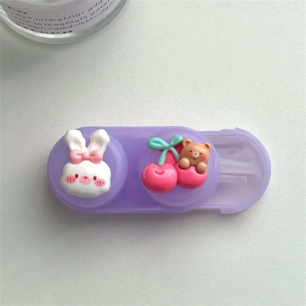 Cute Cartoon Contact Lens Case Women Girls Plastics Myopia Companion Box Simple Cosmetic Contact Lens Box Storage Box
