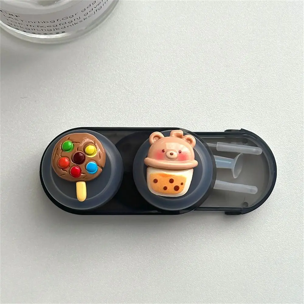 Cute Cartoon Contact Lens Case Women Girls Plastics Myopia Companion Box Simple Cosmetic Contact Lens Box Storage Box