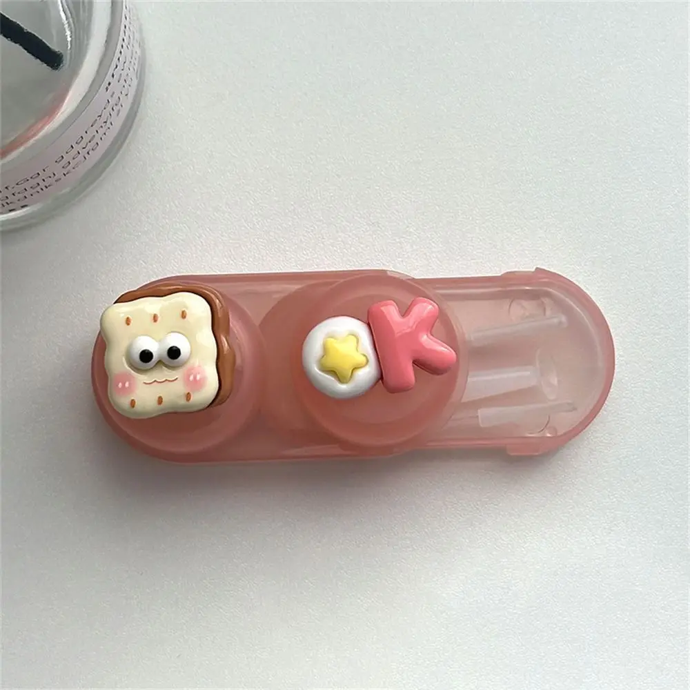 Cute Cartoon Contact Lens Case Women Girls Plastics Myopia Companion Box Simple Cosmetic Contact Lens Box Storage Box