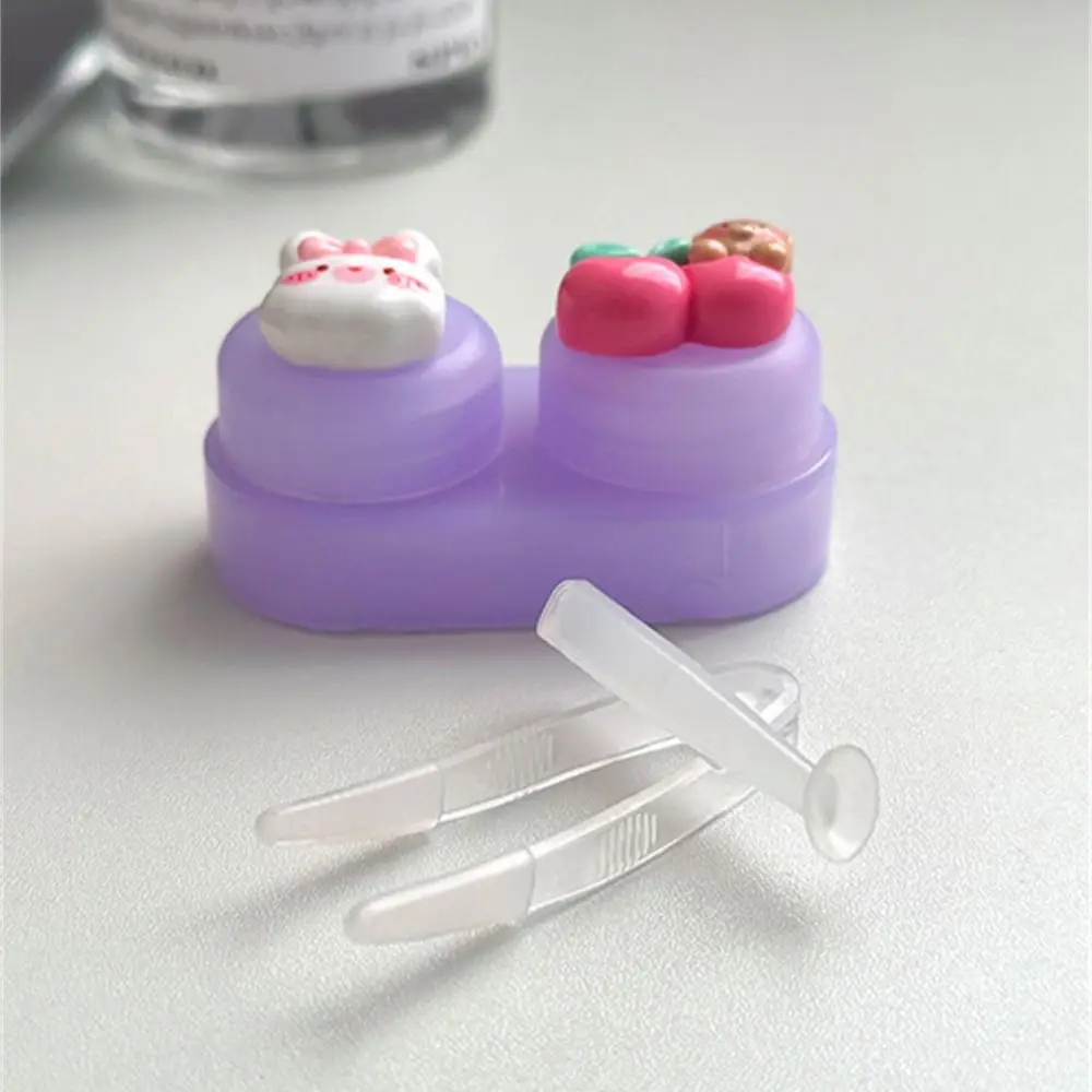 Cute Cartoon Contact Lens Case Women Girls Plastics Myopia Companion Box Simple Cosmetic Contact Lens Box Storage Box