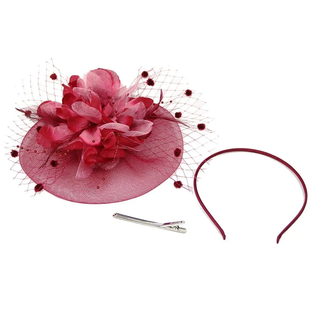 Wedding Fascinator Hats Stylish Hair Accessories Flower Pearl Headband Charming Fascinators Top Hat Women Girls