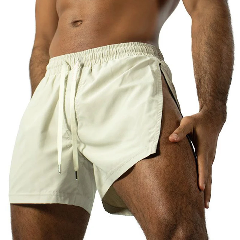 Summer Sports Shorts Men Sweatshorts Quick Dry Running Gym Beach Jogging Bottoms Men Fitness Training side Zipper Shorts Pants