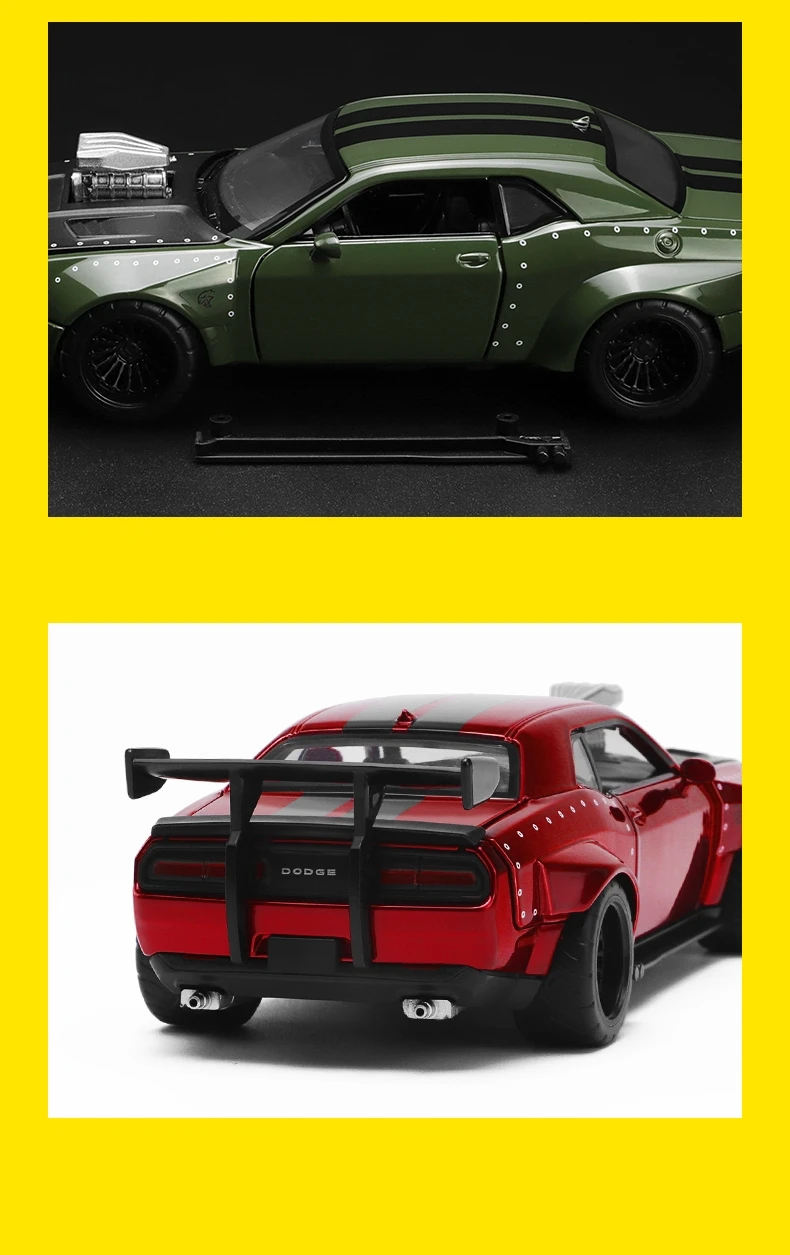 CCA COOL CHIC AUTO 1/36 Dodge Challenger SRT Hellcat Assembled Modified Toy Car Model Diecast Alloy Miniature Collection Gift