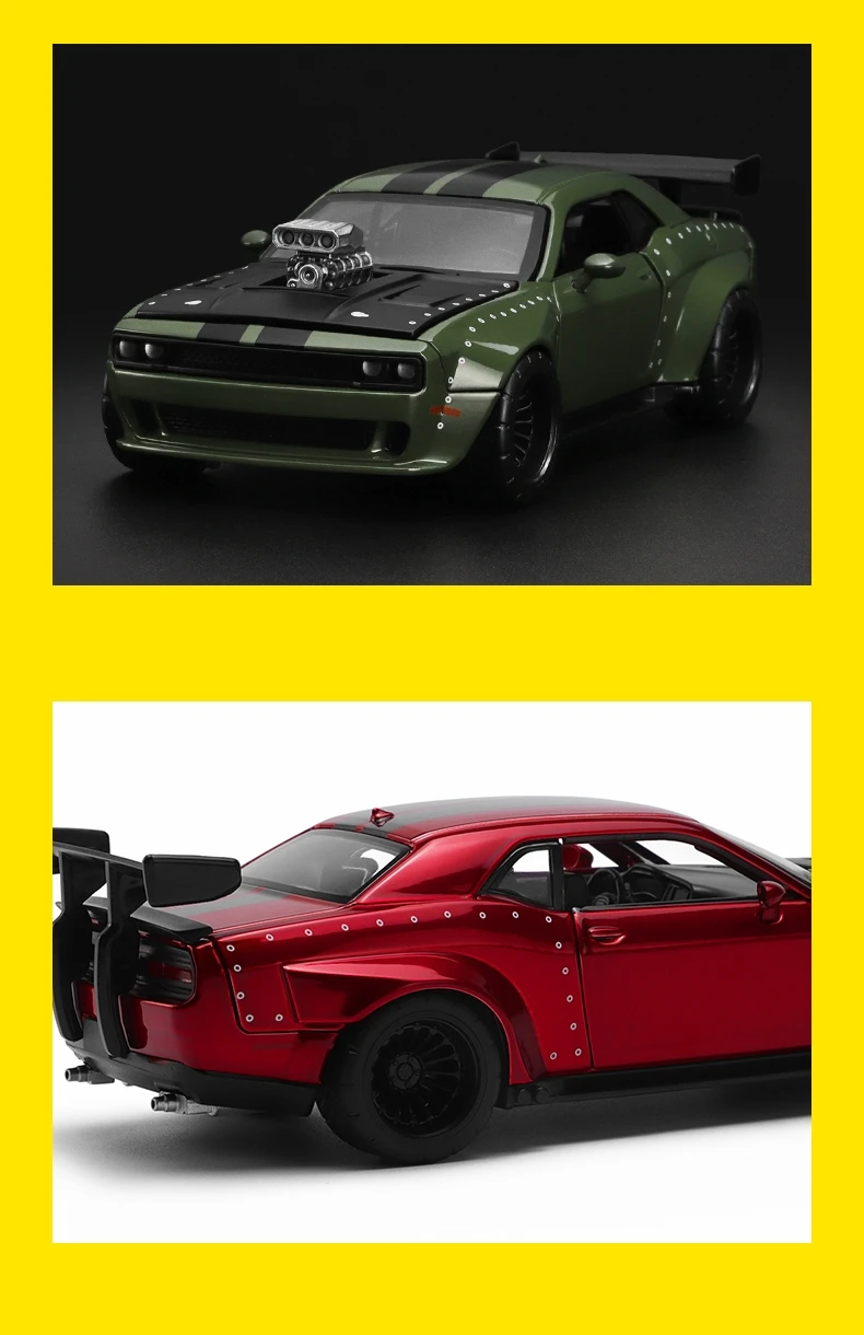 CCA COOL CHIC AUTO 1/36 Dodge Challenger SRT Hellcat Assembled Modified Toy Car Model Diecast Alloy Miniature Collection Gift