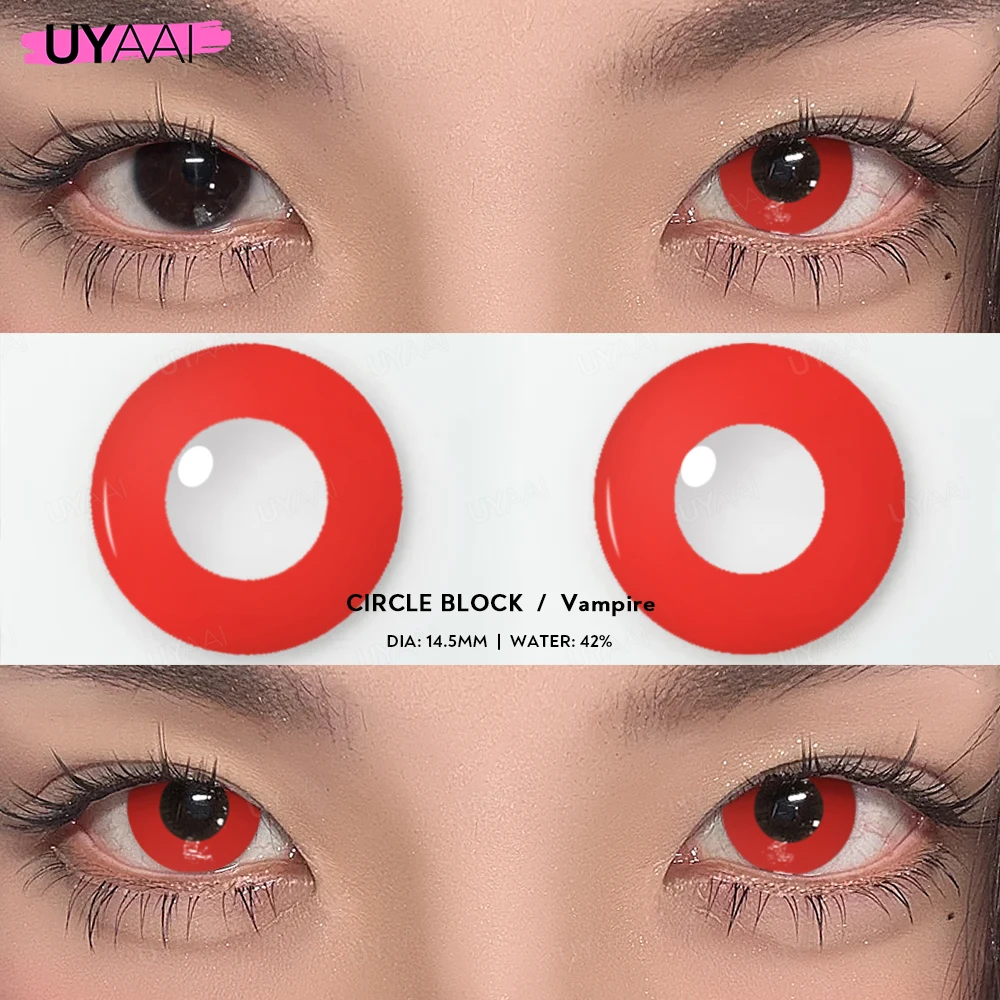 UYAAI 1 Pair Cosplay Multicontacts for Eyes White Colored Lenses Anime Vampire Red Lenses Black Lenses for Halloween Purple Len