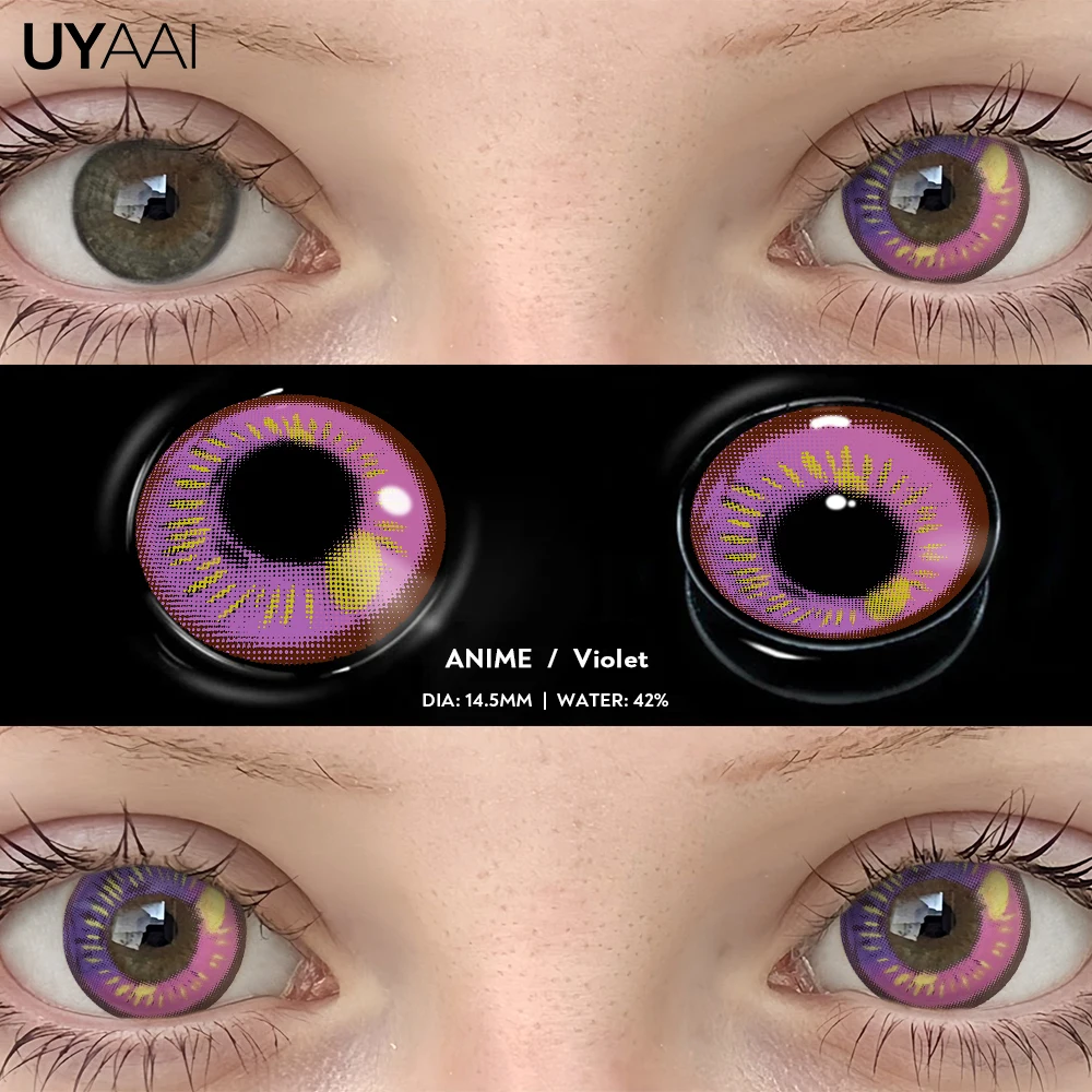 UYAAI 1 Pair Cosplay Multicontacts for Eyes White Colored Lenses Anime Vampire Red Lenses Black Lenses for Halloween Purple Len