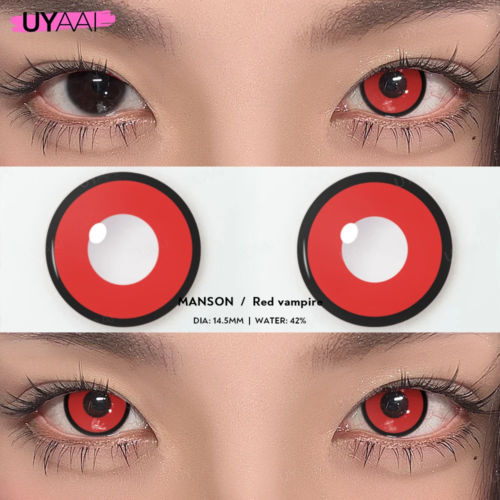UYAAI 1 Pair Cosplay Multicontacts for Eyes White Colored Lenses Anime Vampire Red Lenses Black Lenses for Halloween Purple Len