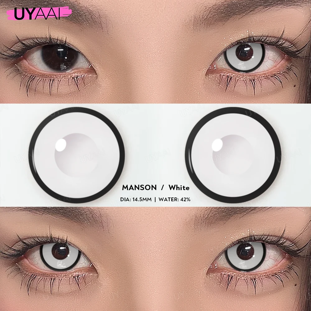 UYAAI 1 Pair Cosplay Multicontacts for Eyes White Colored Lenses Anime Vampire Red Lenses Black Lenses for Halloween Purple Len