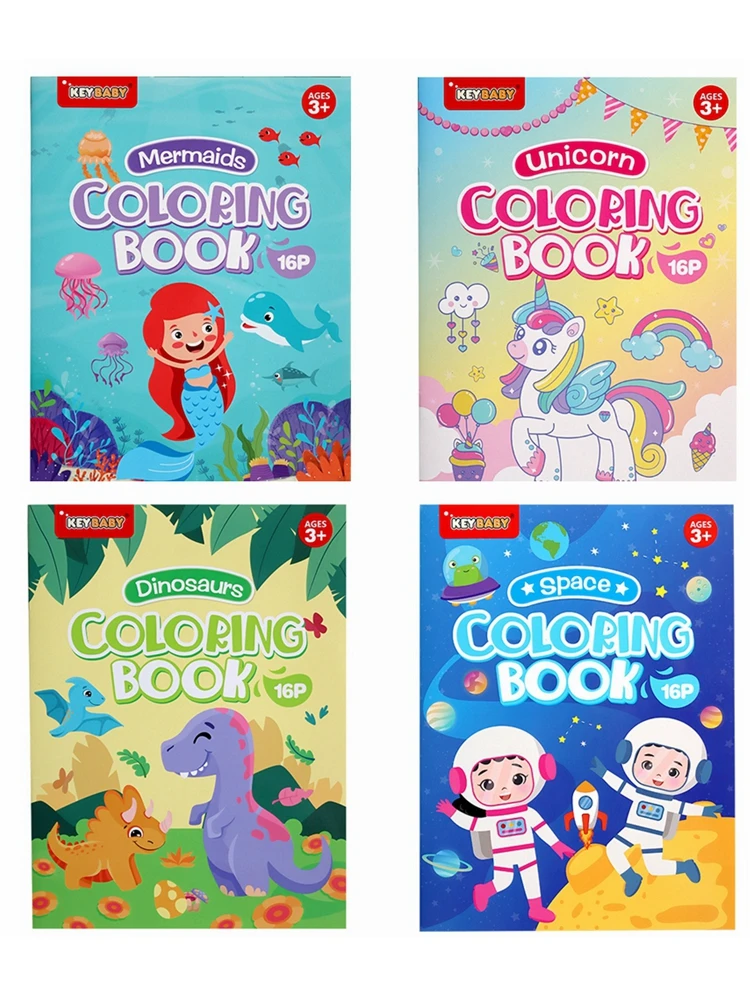 16 Pages Montessori Children's Coloring Books Mermaid Dinosaur Unicorn Baby Drawing Book School Early Education Montessori Toys