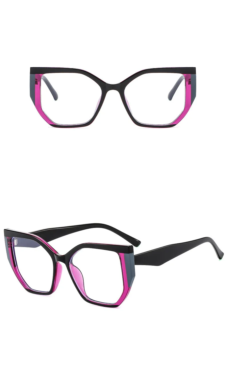 Color-blocked Square Reading Glasses Women Popular TR90 Resin Optical Presbyopic Eyeglass Custom Diopter +50~+600 #301886