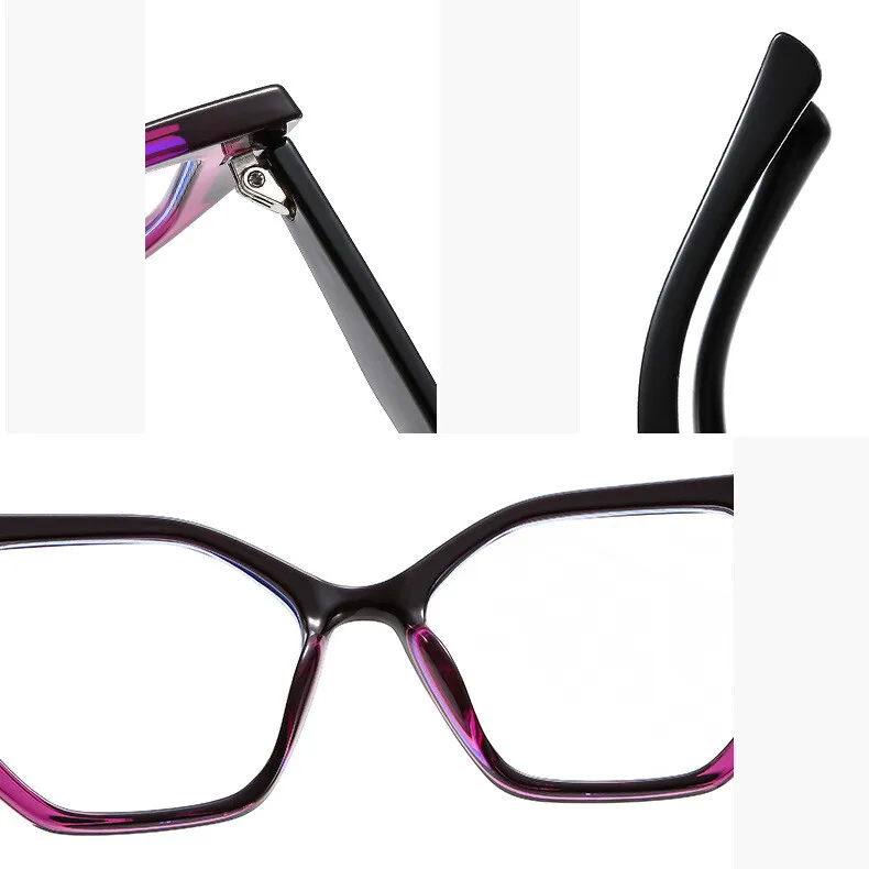 Color-blocked Square Reading Glasses Women Popular TR90 Resin Optical Presbyopic Eyeglass Custom Diopter +50~+600 #301886