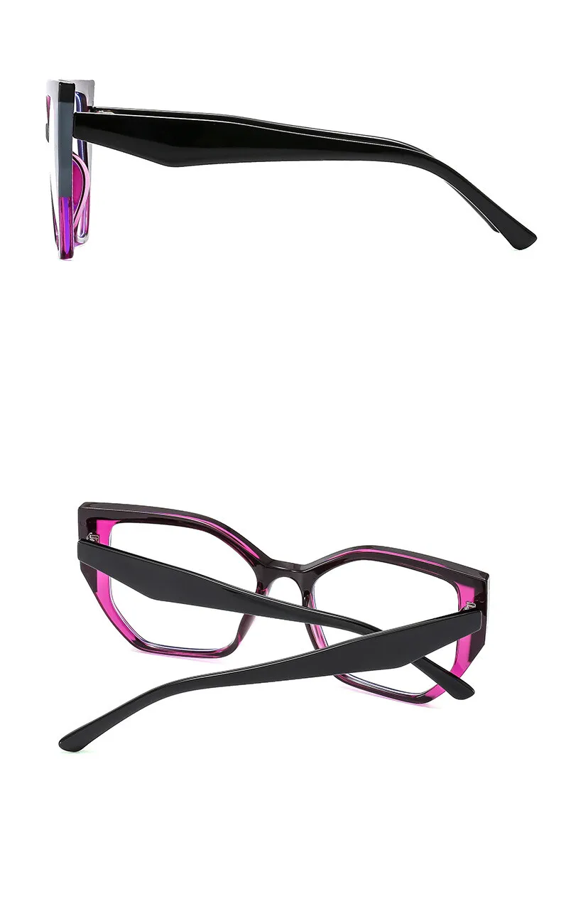 Color-blocked Square Reading Glasses Women Popular TR90 Resin Optical Presbyopic Eyeglass Custom Diopter +50~+600 #301886