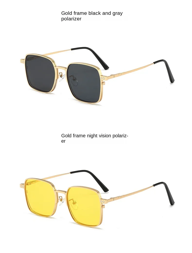 3 in1 Square Frame Magnetic Clip Myopia Sunglasses Glasses Women Men Polarized Prescription Optical Big Frame Eyeglasses