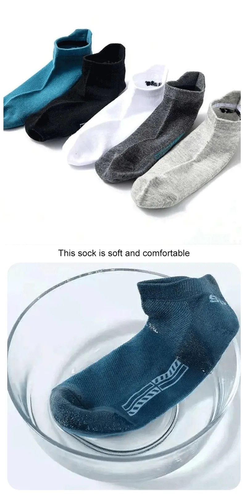 5/10/20 Pairs Men Solid Color Shallow Mouth Socks Spring Summer Mesh Breathable Odor Proof Sweat Absorbing Casual Boat Socks