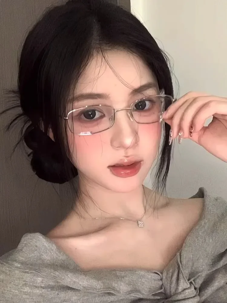 Y2K Harajuku Retro Small Square Frame Glasses for Women Metal Eyeglasses Clear Reading Spectacle Blue Light Blocking Eyewear