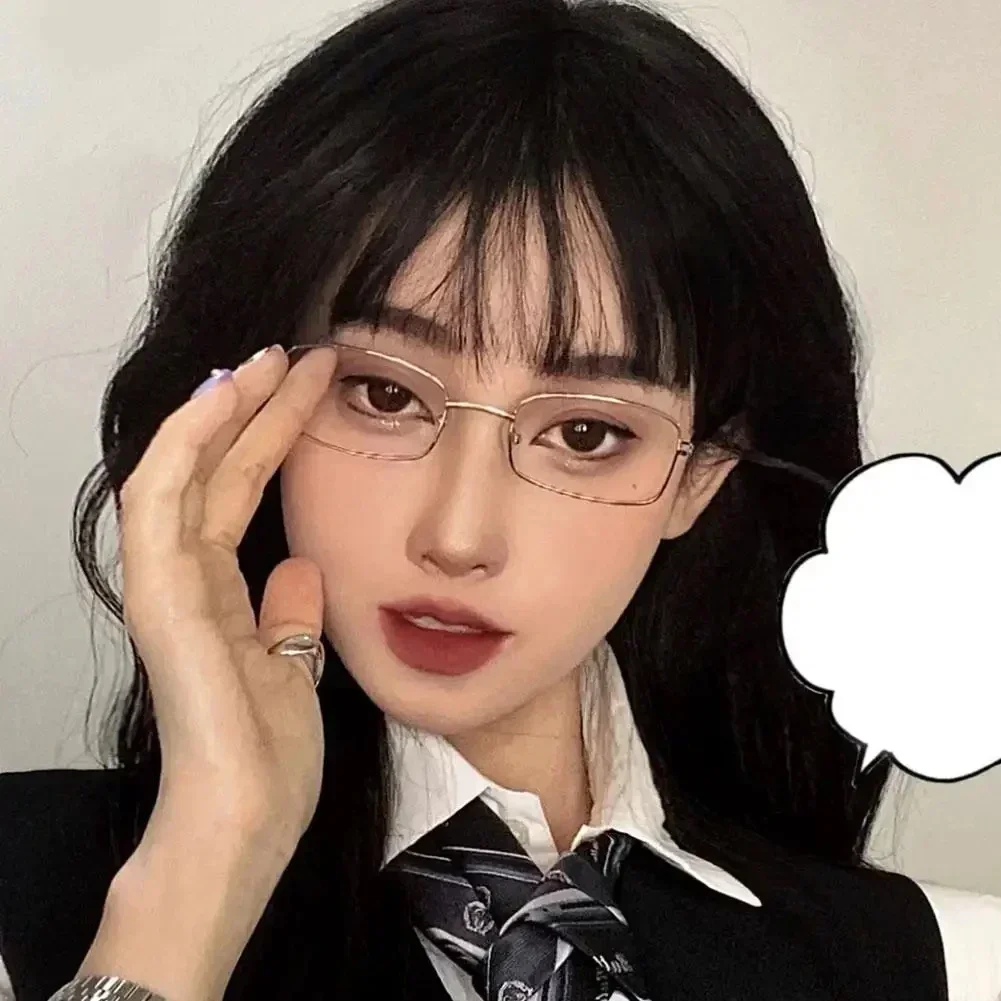 Y2K Harajuku Retro Small Square Frame Glasses for Women Metal Eyeglasses Clear Reading Spectacle Blue Light Blocking Eyewear