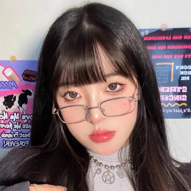 Y2K Harajuku Retro Small Square Frame Glasses for Women Metal Eyeglasses Clear Reading Spectacle Blue Light Blocking Eyewear