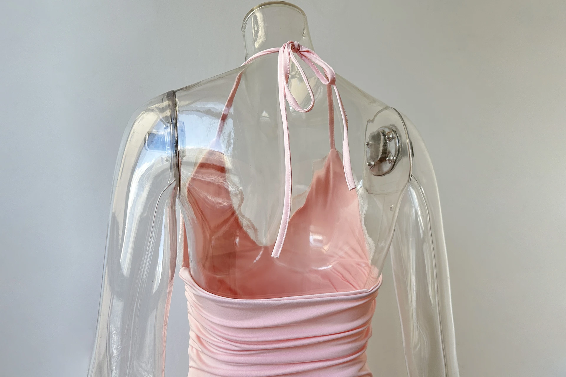 Sexy V-Neck Hanging Neck Lace Backless Lace Up Dress Summer Bar Club Spicy Girl Women's Clothing 2024New Style