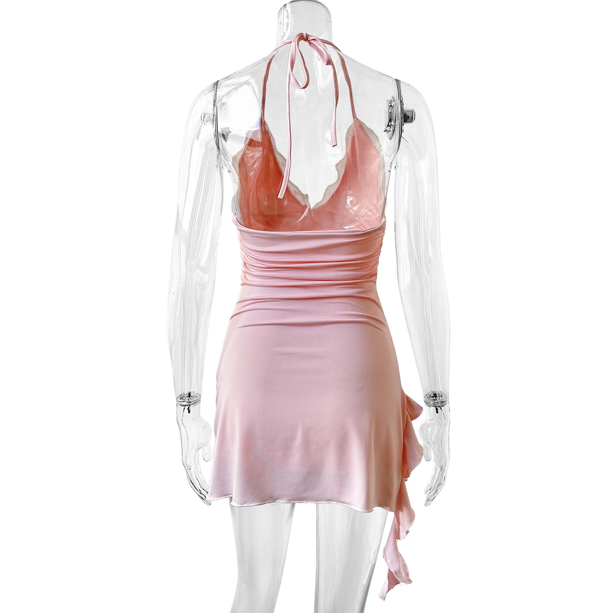 Sexy V-Neck Hanging Neck Lace Backless Lace Up Dress Summer Bar Club Spicy Girl Women's Clothing 2024New Style