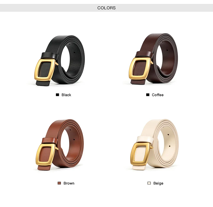 BEAUTODAY Brand Belt Women Cow Leather Solid Color Luxury Designer Square Buckle Jeans 2024 Ladies Accessories Handmade 91105