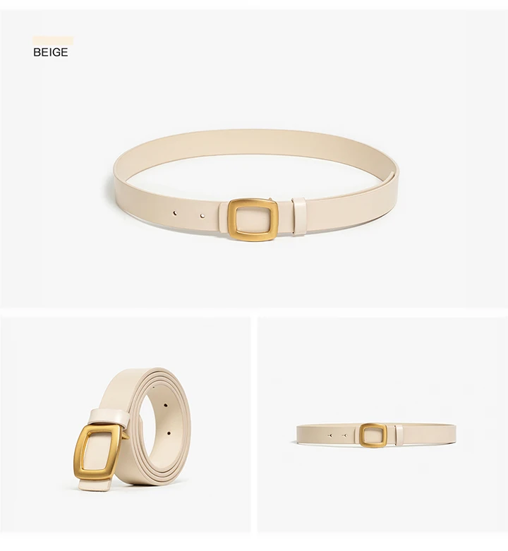 BEAUTODAY Brand Belt Women Cow Leather Solid Color Luxury Designer Square Buckle Jeans 2024 Ladies Accessories Handmade 91105