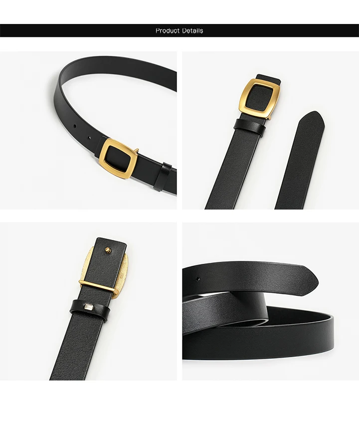 BEAUTODAY Brand Belt Women Cow Leather Solid Color Luxury Designer Square Buckle Jeans 2024 Ladies Accessories Handmade 91105
