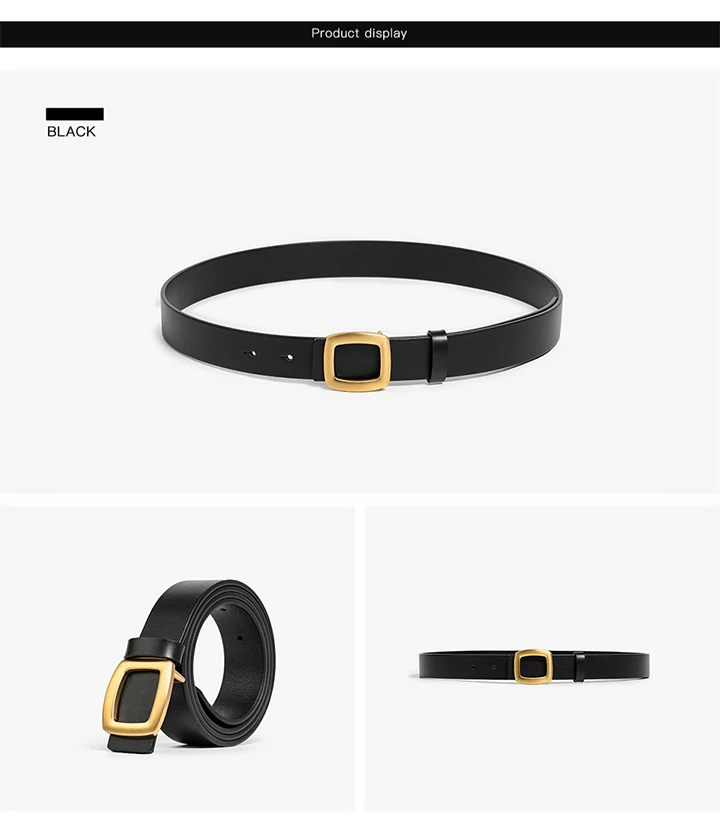 BEAUTODAY Brand Belt Women Cow Leather Solid Color Luxury Designer Square Buckle Jeans 2024 Ladies Accessories Handmade 91105
