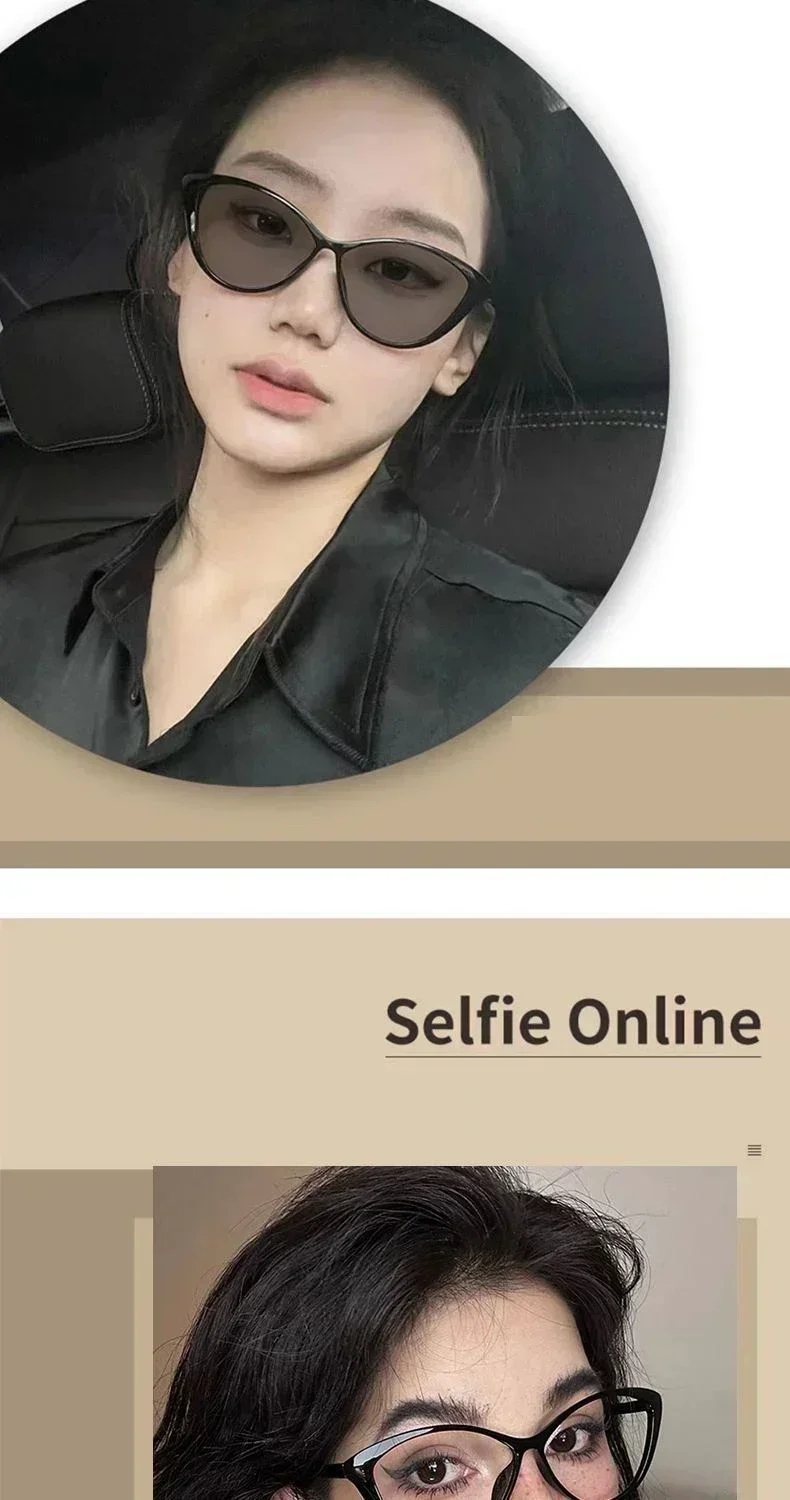 Luxury Color Changing Sunglasses Fashion Ladies Cat Eye Frame Photochromic Eyewear Men's Outdoor Sports UV Sun Shades Eyeglasses