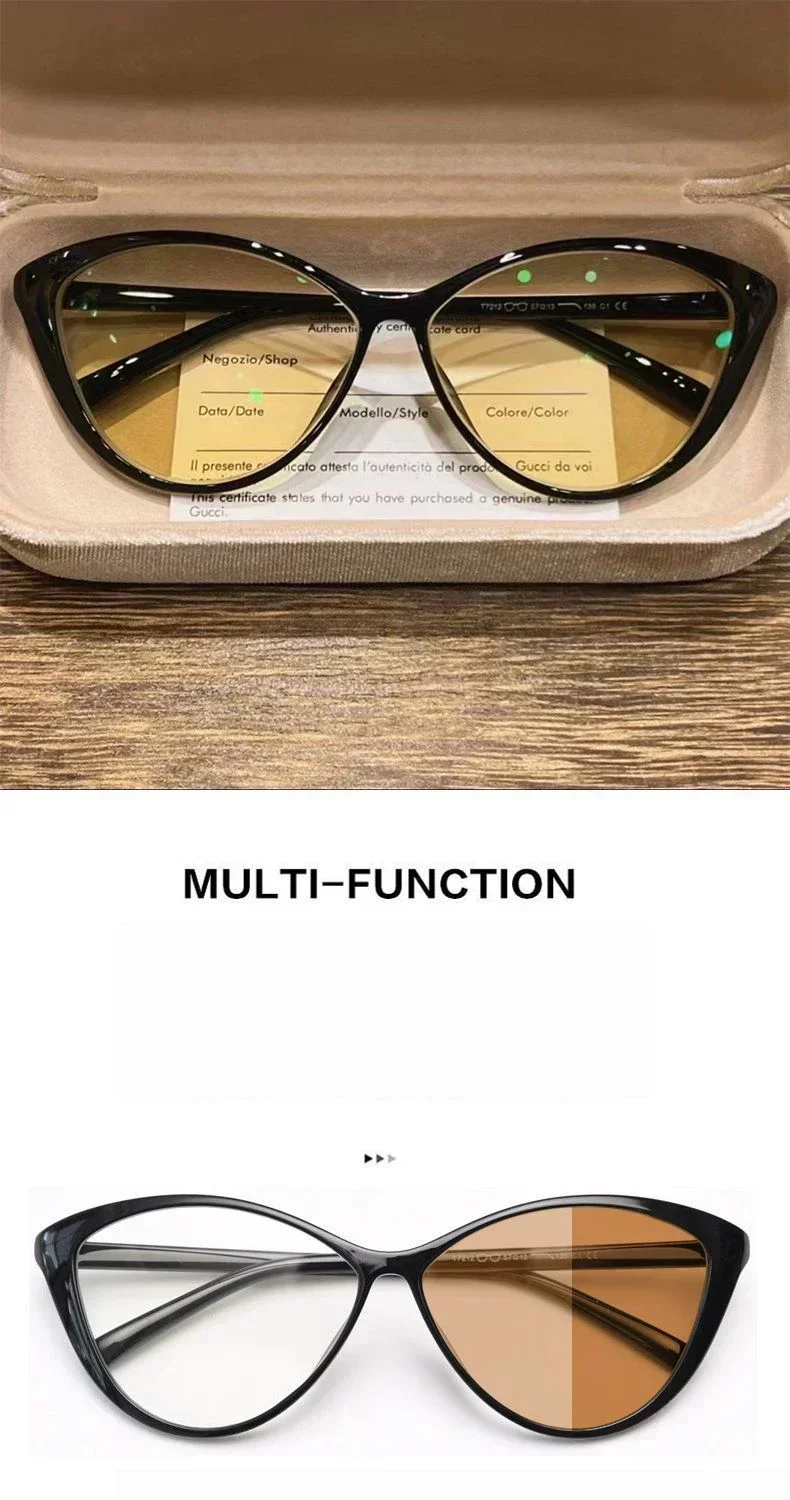 Luxury Color Changing Sunglasses Fashion Ladies Cat Eye Frame Photochromic Eyewear Men's Outdoor Sports UV Sun Shades Eyeglasses