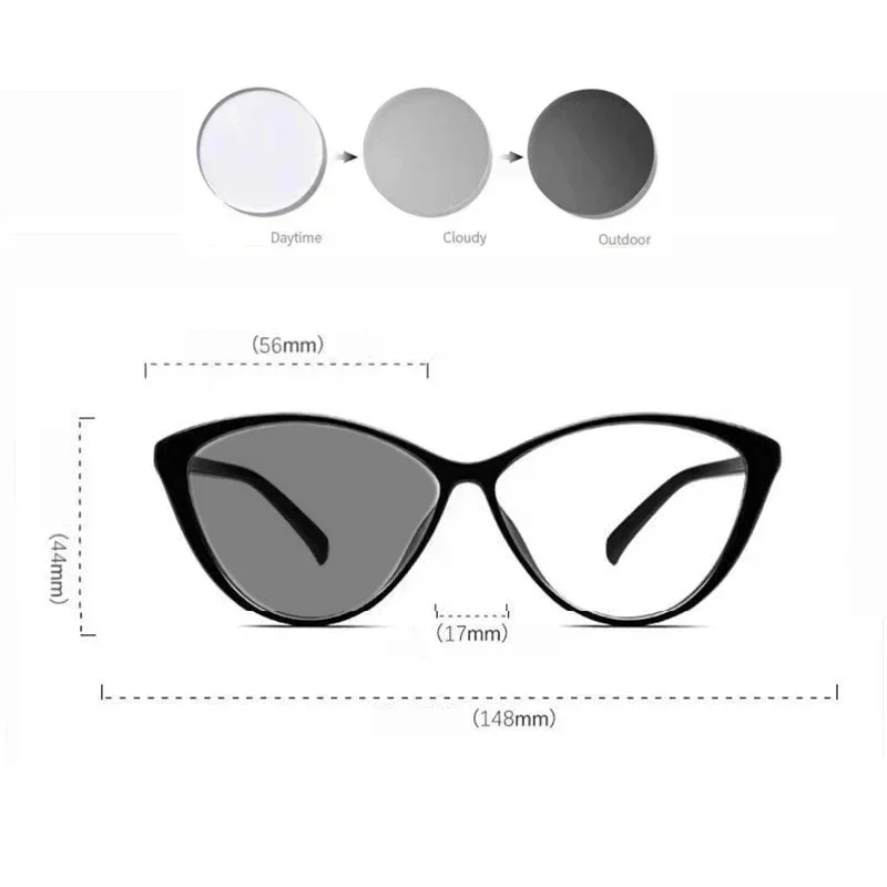 Luxury Color Changing Sunglasses Fashion Ladies Cat Eye Frame Photochromic Eyewear Men's Outdoor Sports UV Sun Shades Eyeglasses
