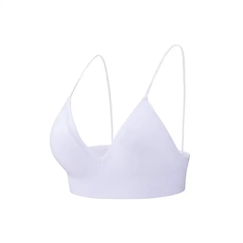 V Neck Seamless Triangle Cup Bra Camisole Underwear Wrapped Chest Women S M L Breathable Gather Up Sports Fitness Yoga Casual