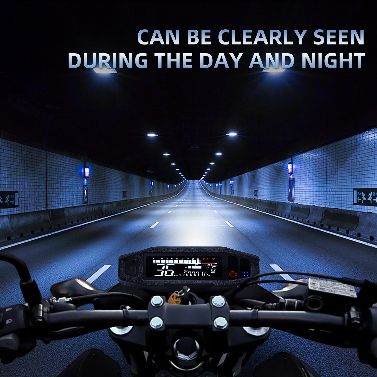 Motorcycle Speedometer Universal Digital Dashboard Instrument with Turn Signal Light Km/h Hour Meter Oil Gauge Tach Waterproof