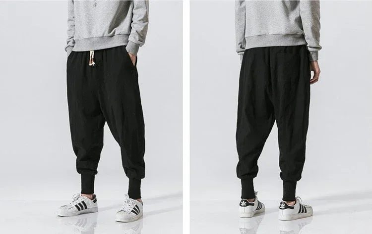 Men Harem Pants Streetwear Cotton Joggers New Baggy Hip Hop Fashion Pants Casual Solid Trousers Male Trendy Sweatpants