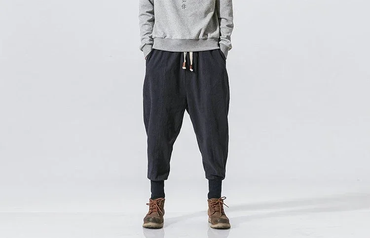 Men Harem Pants Streetwear Cotton Joggers New Baggy Hip Hop Fashion Pants Casual Solid Trousers Male Trendy Sweatpants