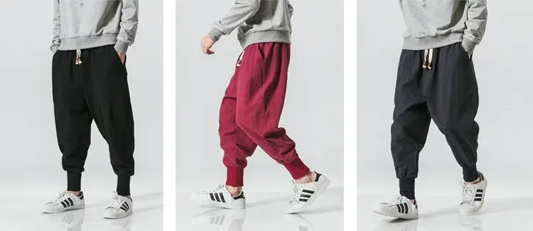 Men Harem Pants Streetwear Cotton Joggers New Baggy Hip Hop Fashion Pants Casual Solid Trousers Male Trendy Sweatpants