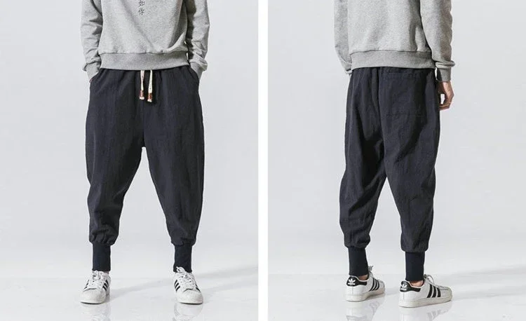 Men Harem Pants Streetwear Cotton Joggers New Baggy Hip Hop Fashion Pants Casual Solid Trousers Male Trendy Sweatpants