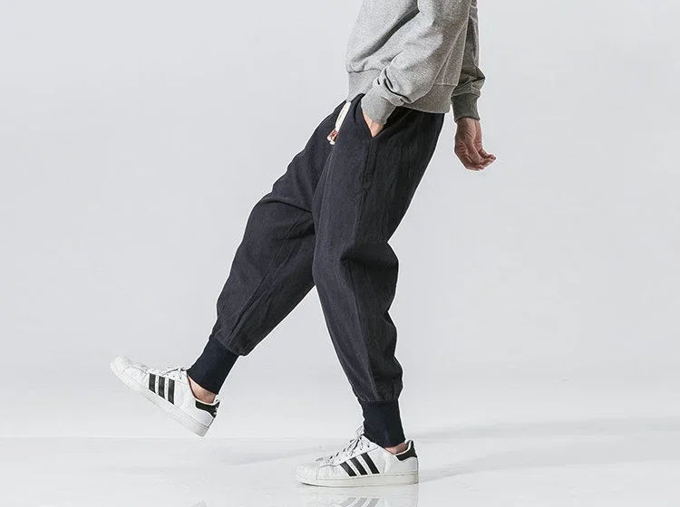 Men Harem Pants Streetwear Cotton Joggers New Baggy Hip Hop Fashion Pants Casual Solid Trousers Male Trendy Sweatpants