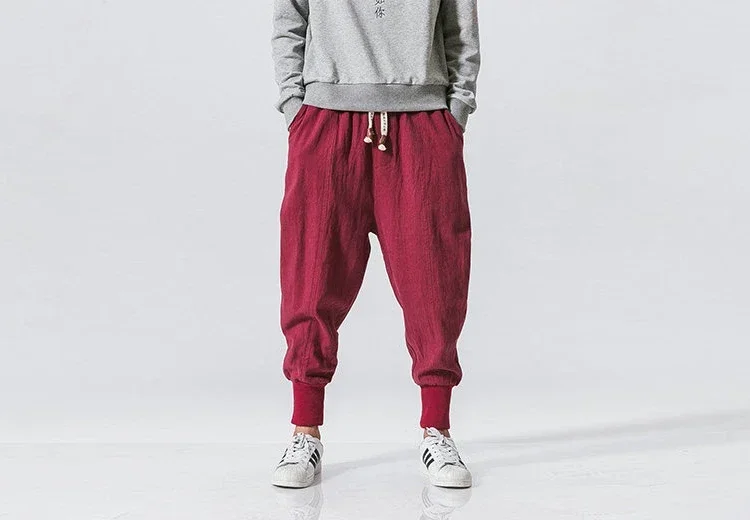Men Harem Pants Streetwear Cotton Joggers New Baggy Hip Hop Fashion Pants Casual Solid Trousers Male Trendy Sweatpants