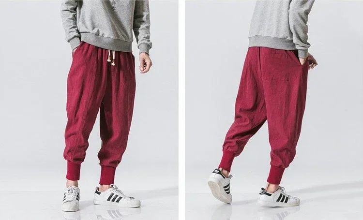 Men Harem Pants Streetwear Cotton Joggers New Baggy Hip Hop Fashion Pants Casual Solid Trousers Male Trendy Sweatpants